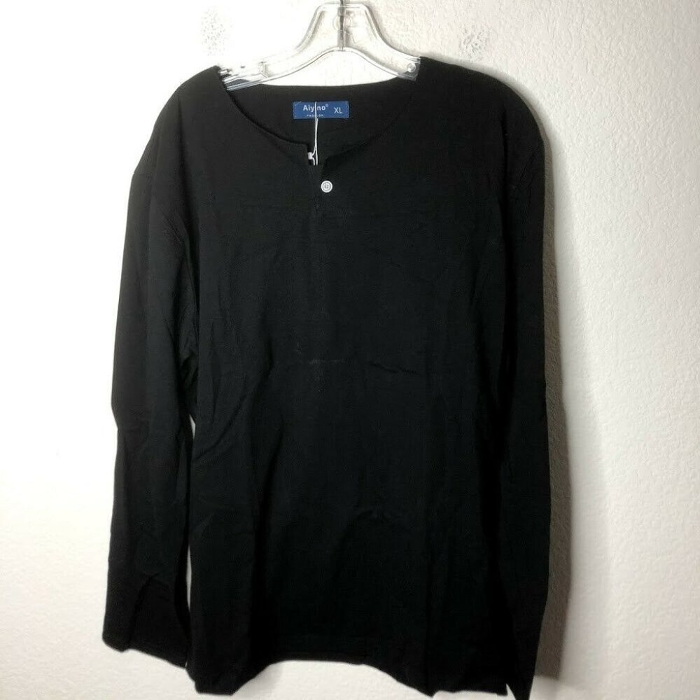 Aiyino Mens Casual Slim Fit Long Sleeve Henley T-S